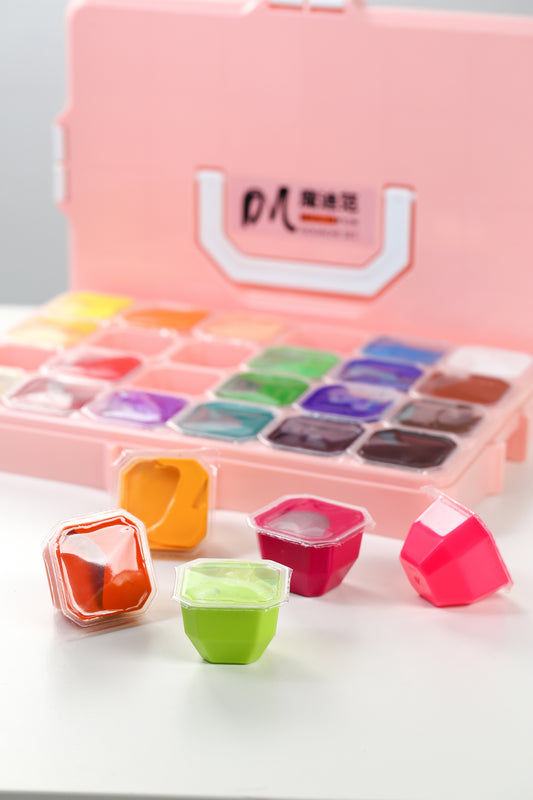 MULTIFUN LEISURE UNIQUE JELLY CUP GOUACHE PAINT SET 24 COLORS * 30ML